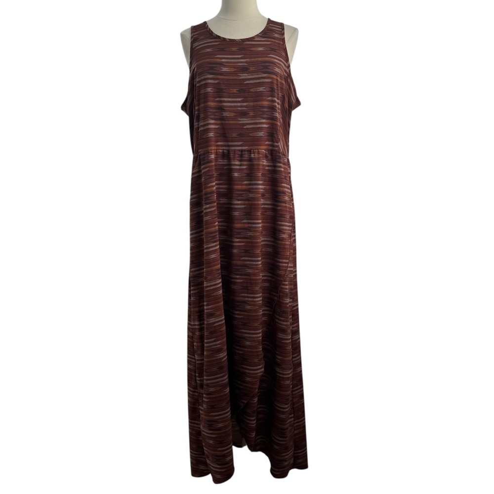 Toad&Co Red and Brown High Low Sundress Sleeveless Halter - Picture 2 of 11